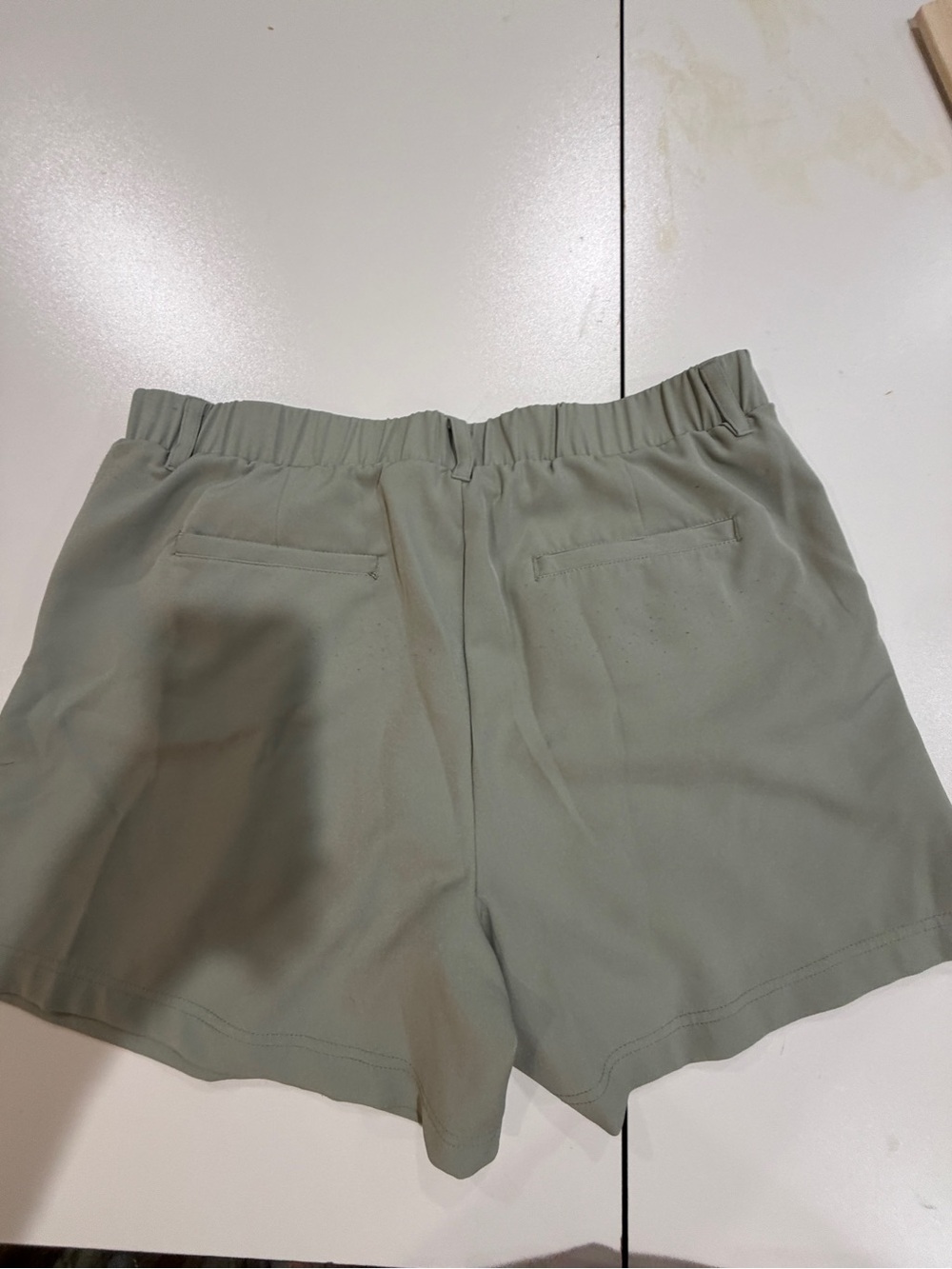 High-Rise Sage Green Women's Elastic Waist Shorts